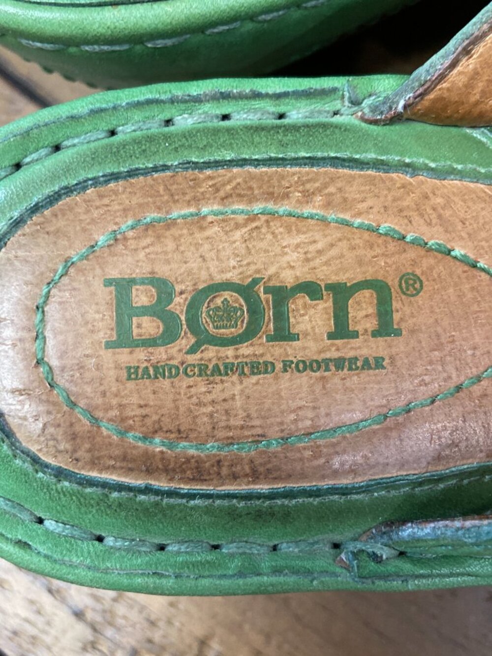 Born Green Leather Floral Wedge Sandals 🌿 sz 7 - Picture 6 of 8